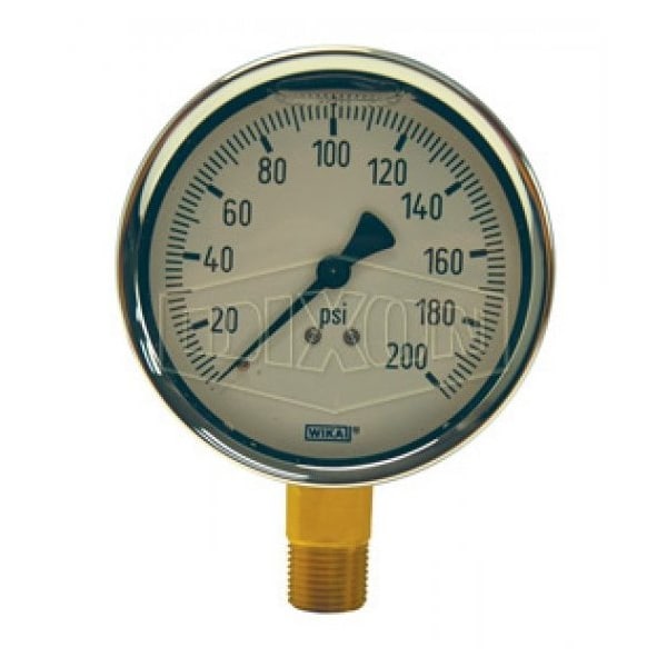 Gauge, 0 to 3000 psi, 1/4 in Connection, 2-1/2 in Dial, +/- 2-1-2 %, Glycerin Liquid Filled